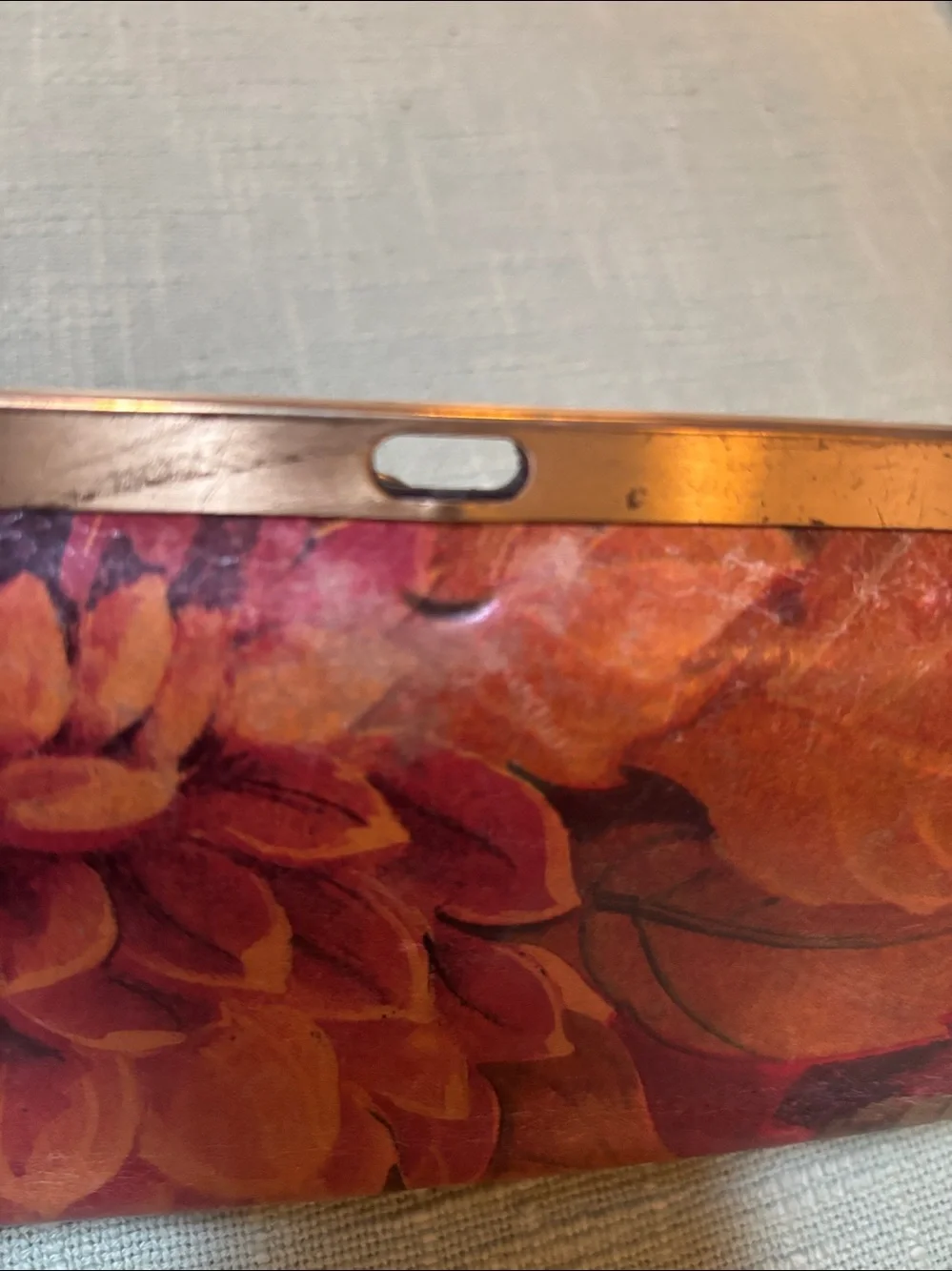 Patricia Nash Floral Leather Frame Wallet in Red and Orange